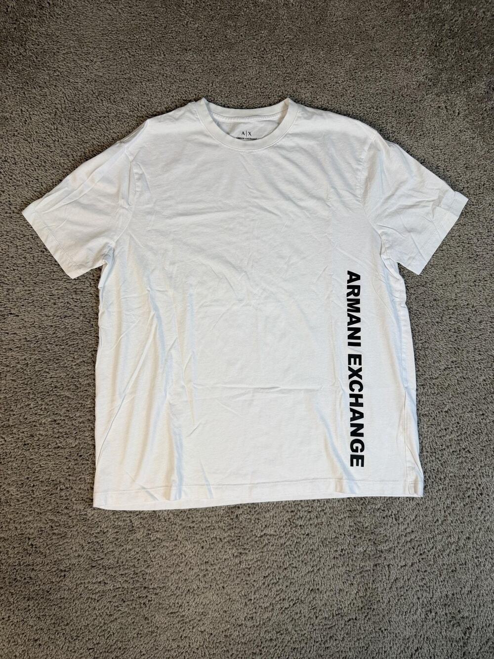 Armani Exchange Shirt Mens XL White Basic Crew Neck Cotton Logo Tagless